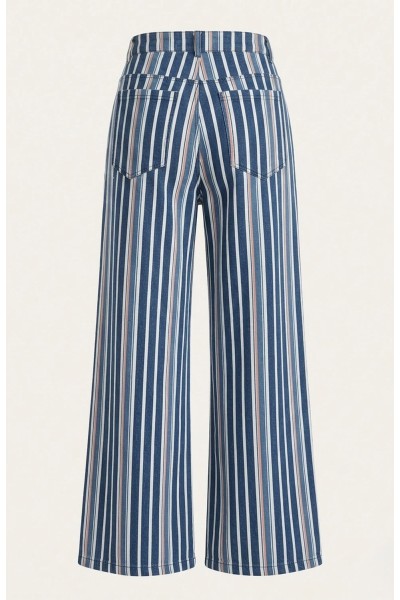 Portofino Striped Jean Wide-Leg Pants