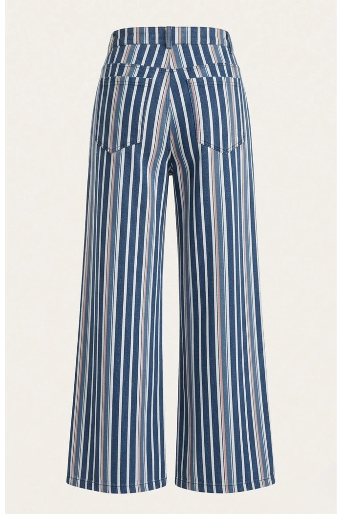 Portofino Striped Jean Wide-Leg Pants