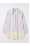 Pink Striped Shirt with Lace Hem Detail