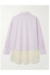 Pink Striped Shirt with Lace Hem Detail