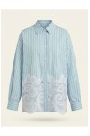 Lace Hem Striped Shirt