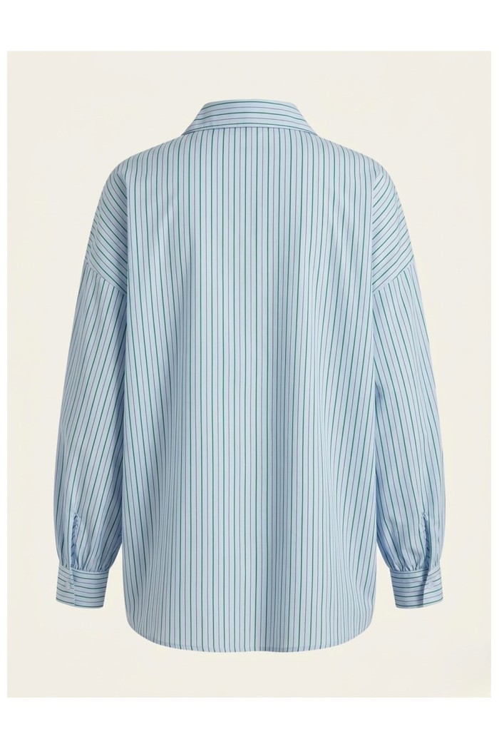Lace Hem Striped Shirt