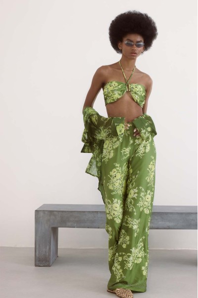 Bustier Green With Lime Paisley