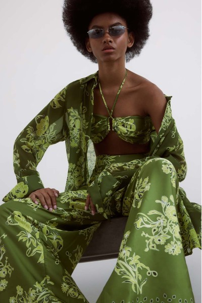 Bustier Green With Lime Paisley