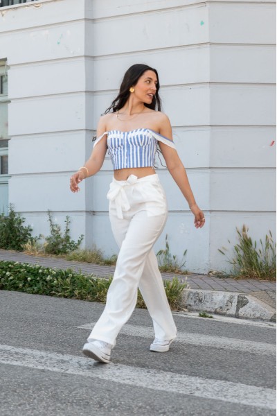 Carmen Top με τιράντες ριγέ