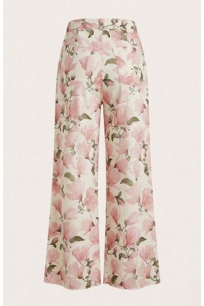 Jean Pants Wide Leg Floral 