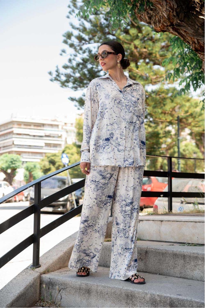 Shirt With Navy Print