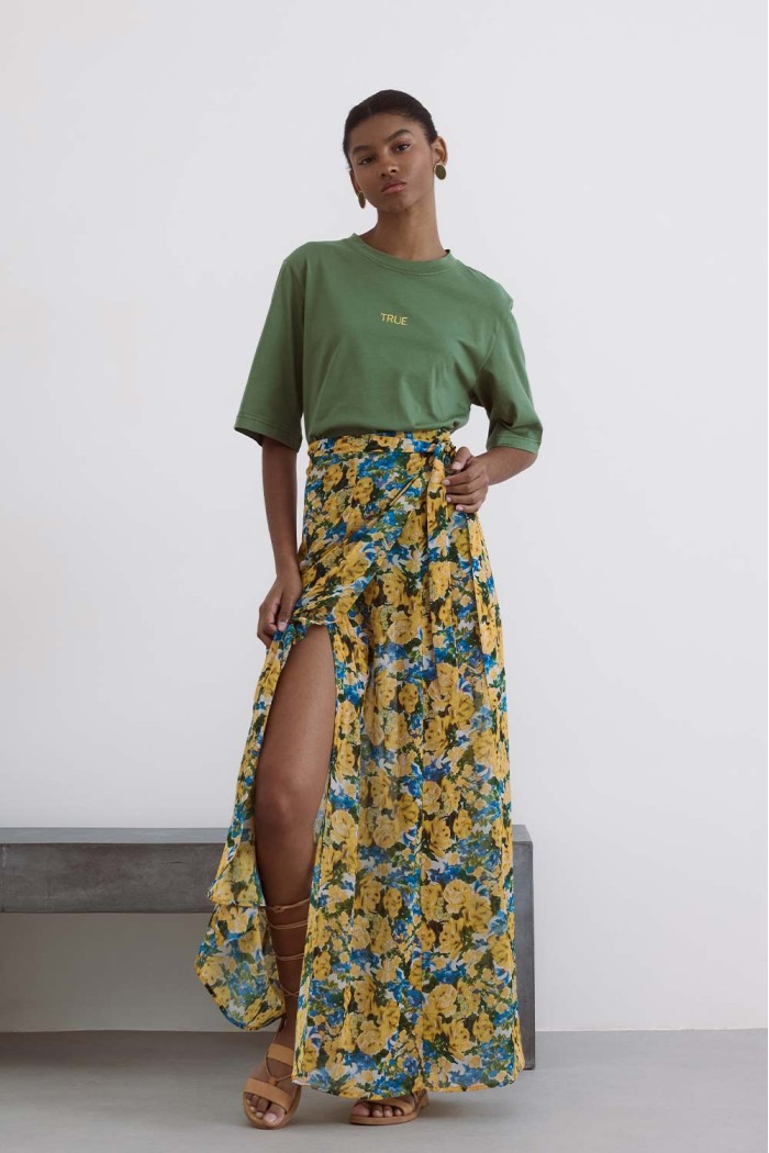 Maxi Skirt Wrap Yellow Flowers