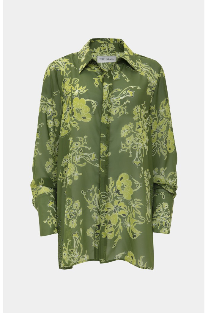 Shirt Green With Lime Paisley