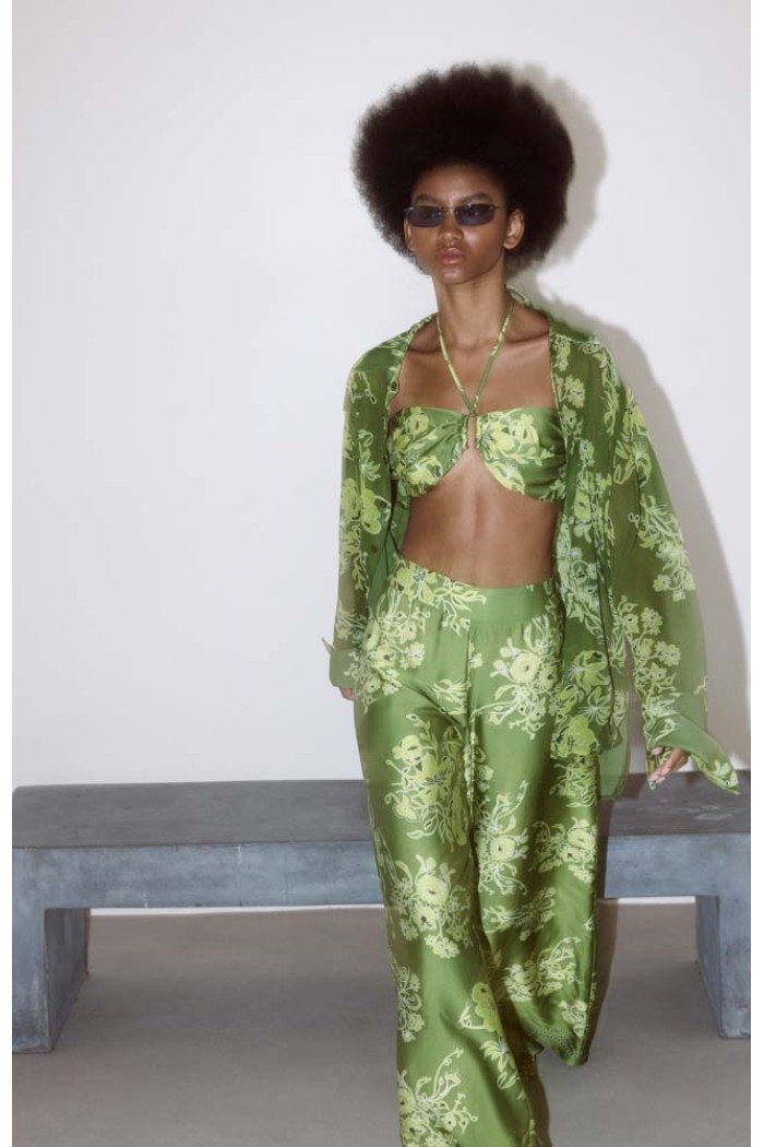 Shirt Green With Lime Paisley