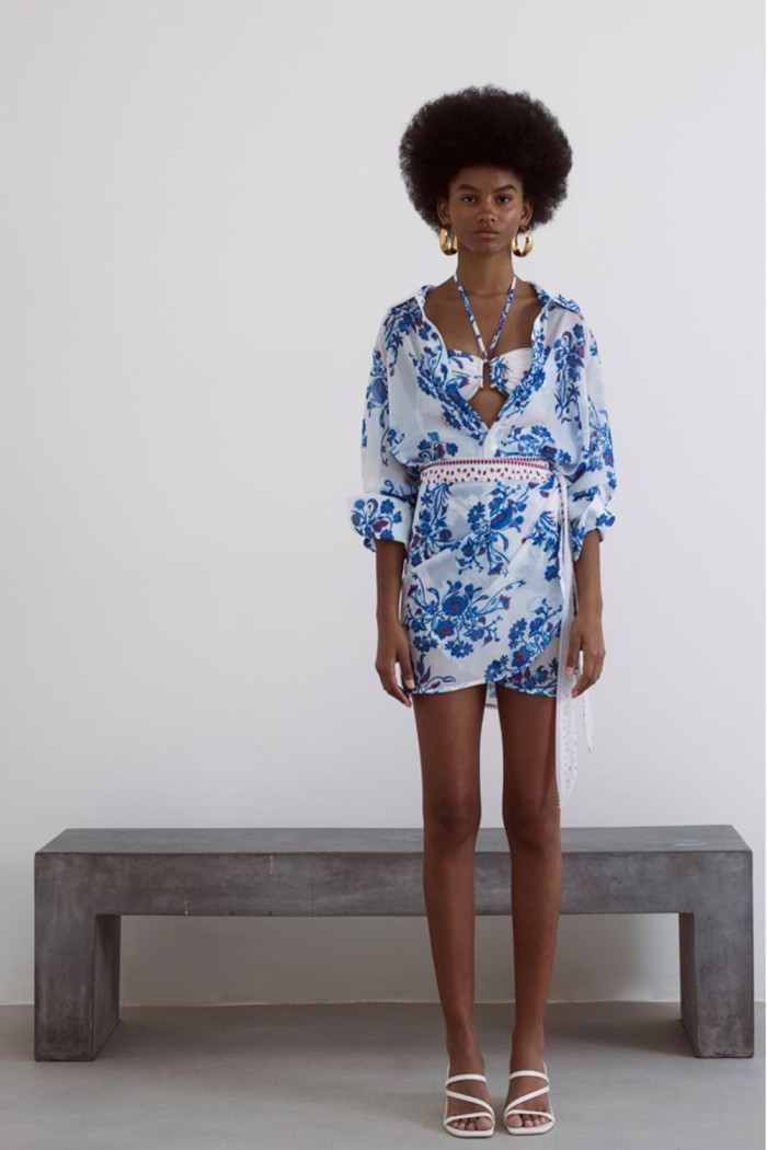 Shirt White With Blue Paisley