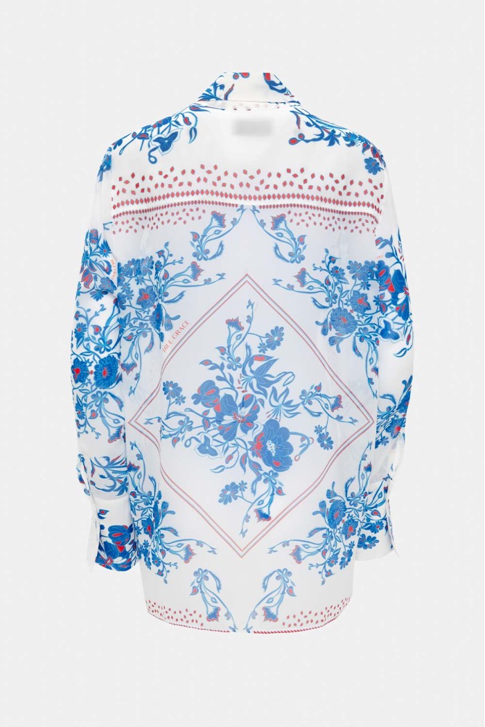 Shirt White With Blue Paisley