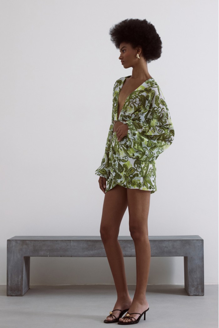 Crop Shirt White With Paisley Lime – True Grace Design